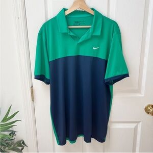 NikeGolf Standard Fit Blue and Green Short Sleeve Polo